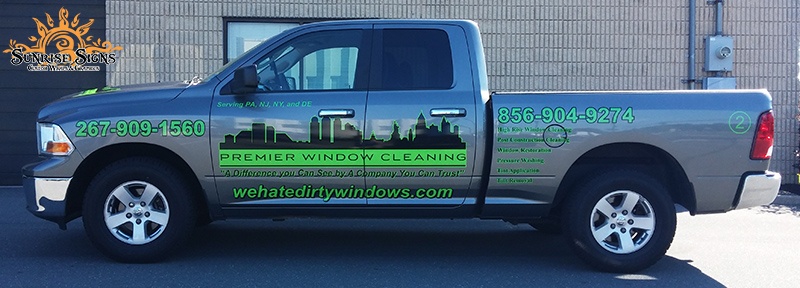Truck Lettering and Van Graphics Rebrand Premier Window Cleaning in Philadelphia
