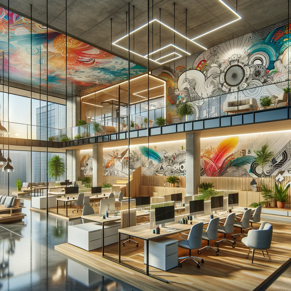 Custom Wall Coverings, Corporate Murals, Interior Design, Brand Identity, Office Aesthetics, Workspace Transformation